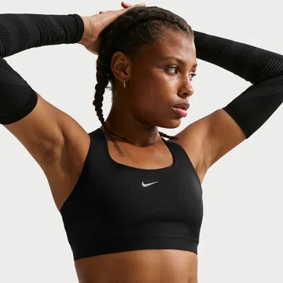 Nike Swoosh Womens Medium Support Sports Bra Dx6821 In Black