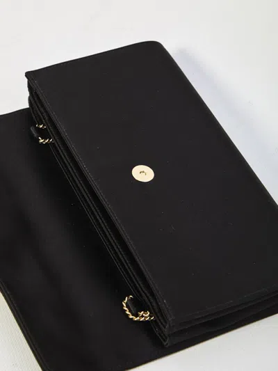 Roger Vivier Satin Efflorescence Envelope Clutch Bag In Black