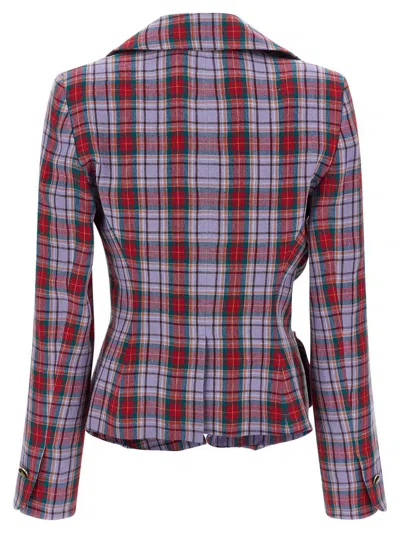 Vivienne Westwood Mens Multi Drunken Check Linen Jacket In Brown