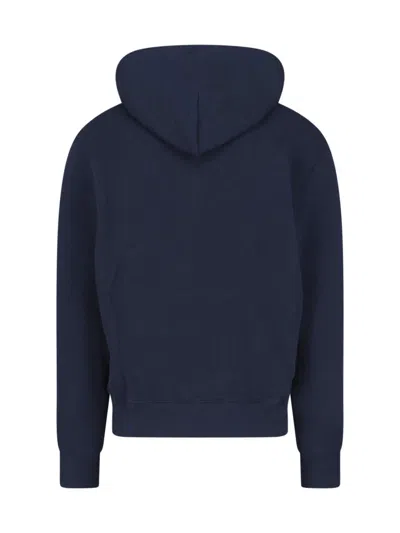Autry Hooded Sweatshirt Drawstring Ribbed Cuffs In Blue