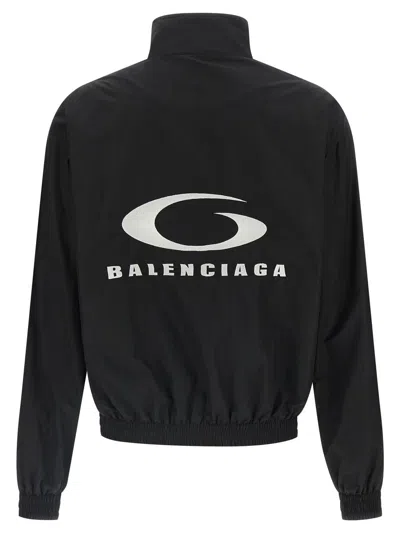 Balenciaga Shrunk Activewear Black Stretch Nylon Windbreaker Jacket In Black