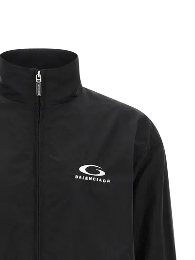 Balenciaga Shrunk Activewear Black Stretch Nylon Windbreaker Jacket In Black