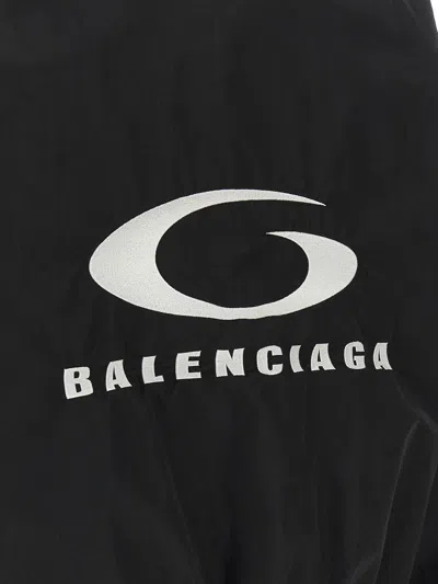 Balenciaga Shrunk Activewear Black Stretch Nylon Windbreaker Jacket In Black