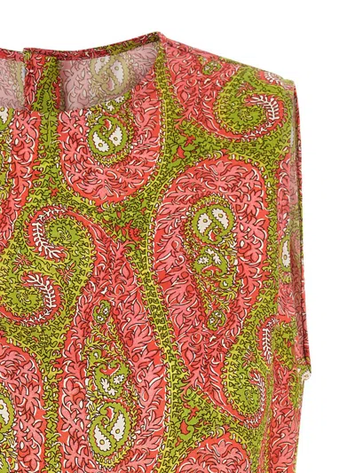 Etro Paisley Foliage Sleeveless Top Button Detail In Multi