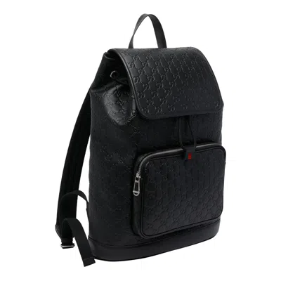 Gucci Medium Gg Emblem Backpack In Black