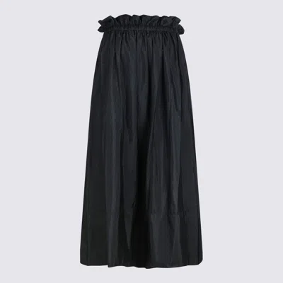 Jil Sander Ruffled Drawstring Midi Skirt In Black