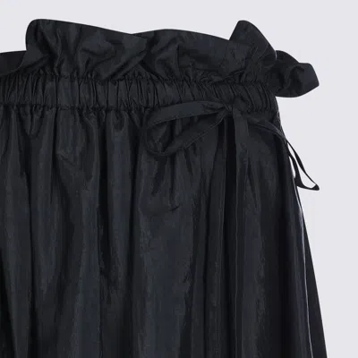 Jil Sander Ruffled Drawstring Midi Skirt In Black