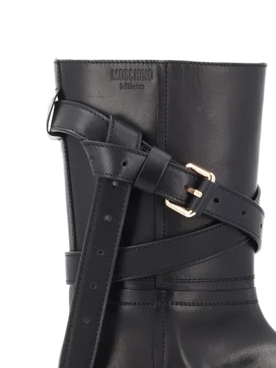 搭扣带机车皮靴