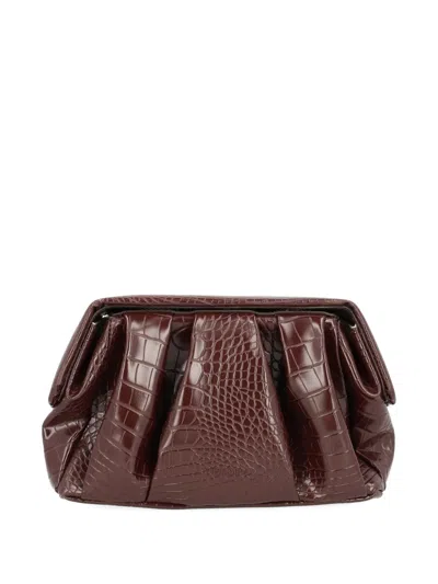 Themoirè Afrodite Crocodile-effect Clutch Bag In Brown