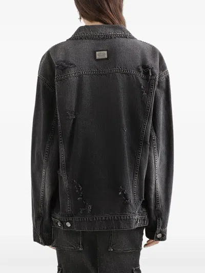 Dolce & Gabbana Buttoned Denim Jacket In Black