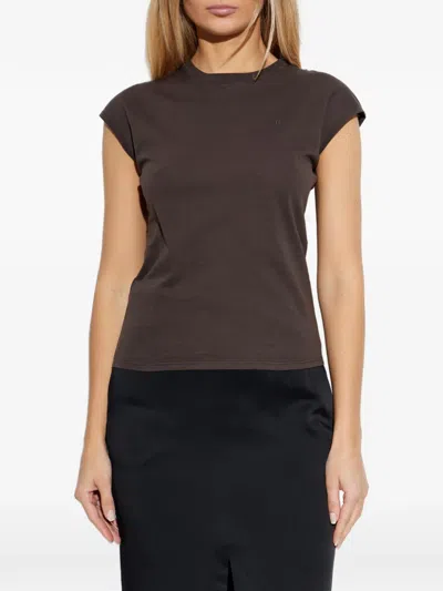 Tom Ford Logo-embroidered T-shirt In Brown