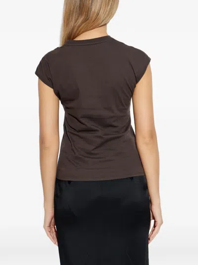 Tom Ford Logo-embroidered T-shirt In Brown