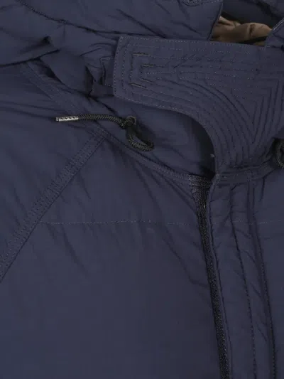 Ten C Down Parka With Hooded Design And Quilted Texture In Blue