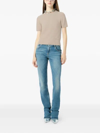 Blumarine Short-sleeve Top In Brown