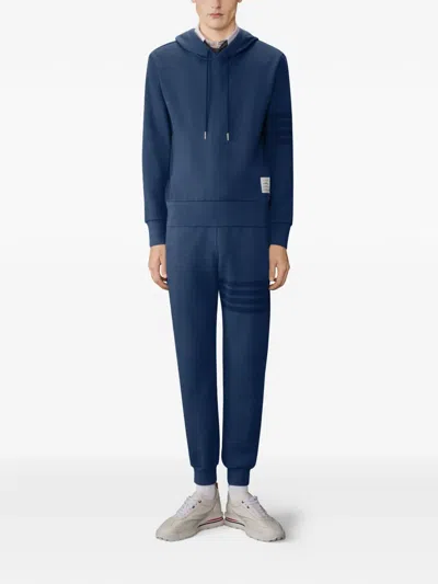 Thom Browne Blue Solid Loopback Overdyed 4-bar Hoodie In Blue