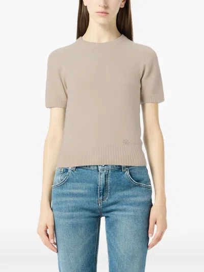 Blumarine Short-sleeve Top In Brown
