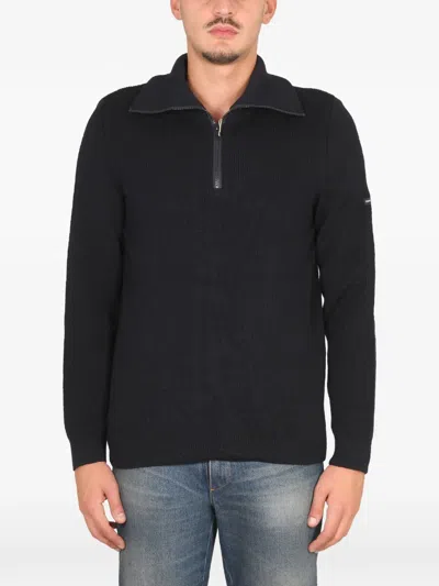 Saint James Zip-collar Sweater In Black