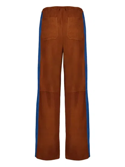Paula Side-stripe Drawstring Pants In Brown