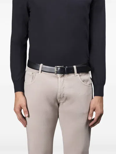 Moorer Berth-ash Leather Belt In Black