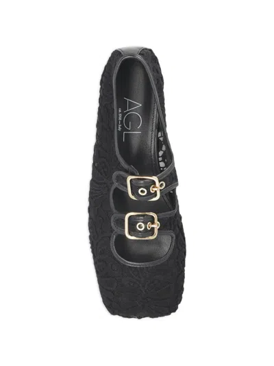 Agl Attilio Giusti Leombruni Ceramic Romantic Lace Ballet Flats In Black
