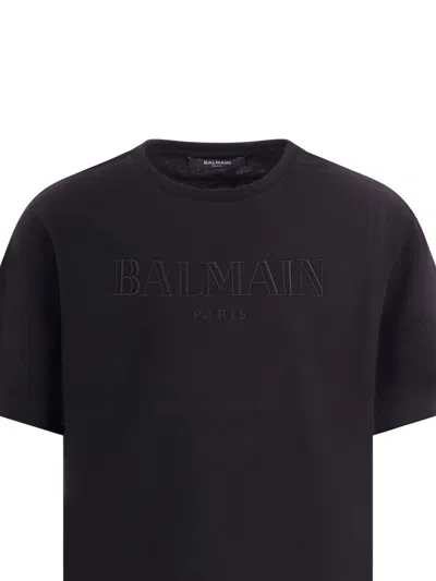 Balmain Embossed-logo T-shirt In Black