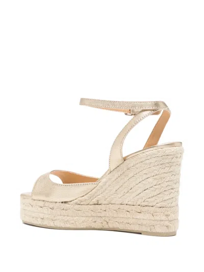Castaã±er Ankle Strap Wedge Espadrilles In Gold