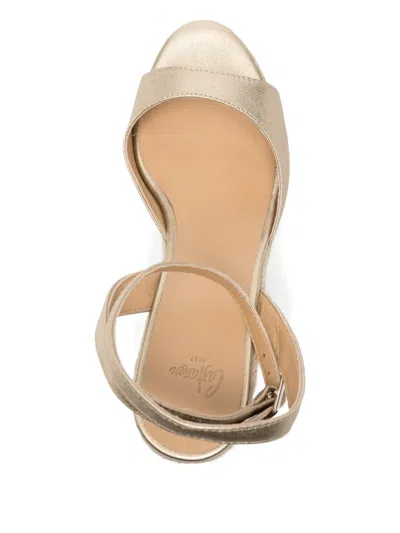 Castaã±er Ankle Strap Wedge Espadrilles In Gold