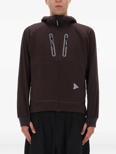 And Wander Alpha Air Hooded Zipped Jacket In Brown