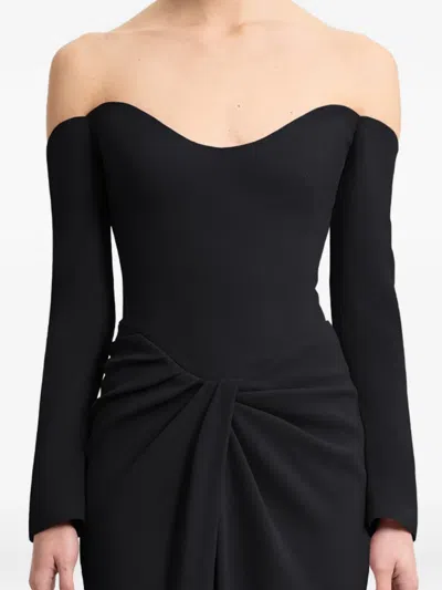 Gemy Maalouf Off-shoulder Draped Maxi Dress In Black
