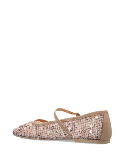 Agl Attilio Giusti Leombruni Ceramic Sequinned Strap Ballet Flats In Neutral