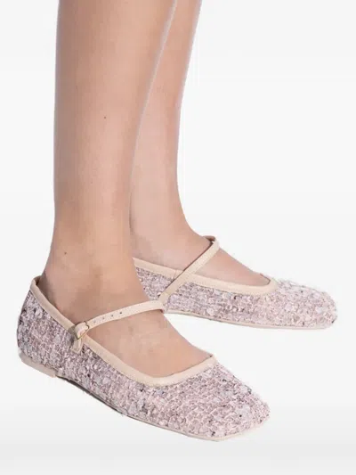 Agl Attilio Giusti Leombruni Ceramic Sequinned Strap Ballet Flats In Neutral