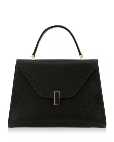 Valextra Iside Leather Top-handle Bag, Black