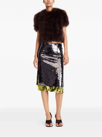 16arlington Nyla Sequin Midi Skirt In Brown