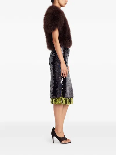 16arlington Nyla Sequin Midi Skirt In Brown