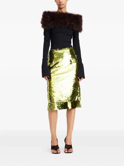 16arlington Nyla Sequin Midi Skirt In Gold