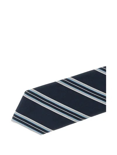 Brioni Silk Tie Narrow Shape Diagonal Stripe Pattern In Multi