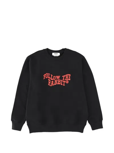 Msgm Rabbit Cotton Sweatshirt In Black