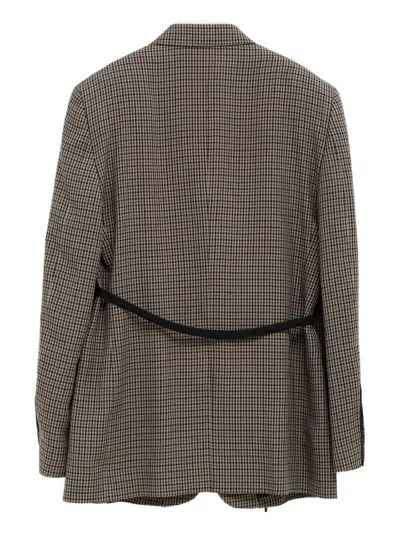 Balenciaga Tailored Wrap Jacket With Checkered Design For Women In Green