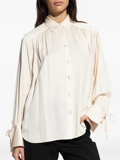 Ps By Paul Smith Tie-cuff Button-down Top In Neutral