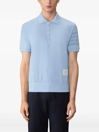 Thom Browne 4-bar Stripe-detail Button-fastening Polo Shirt In Blue