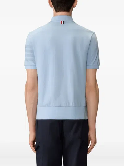 Thom Browne 4-bar Stripe-detail Button-fastening Polo Shirt In Blue