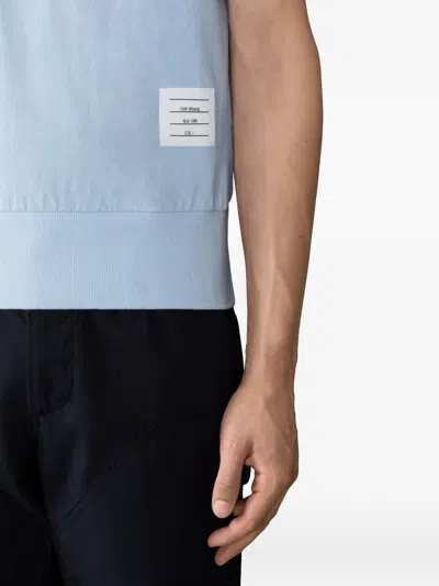 Thom Browne 4-bar Stripe-detail Button-fastening Polo Shirt In Blue