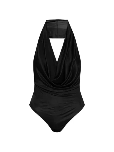 挂脖垂坠连体紧身衣