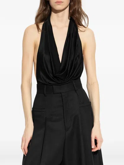 挂脖垂坠连体紧身衣