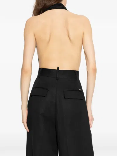 挂脖垂坠连体紧身衣