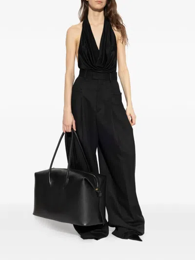 挂脖垂坠连体紧身衣