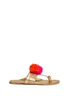 FIGUE 'Leo' pompom braided leather thong sandals