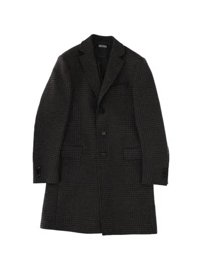 Zegna Single-breasted Coat In Brown