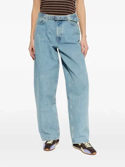 Samsoe & Samsoe Saharper Belted Denim Jeans In Blue