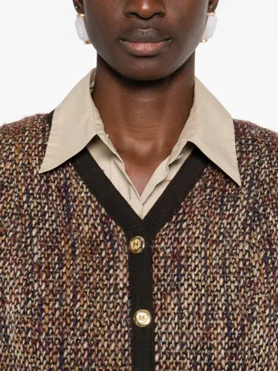 Pre-owned Chanel 2000s Tweed Button Jacket In Brown